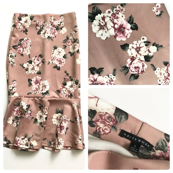 Women’s Floral Trumpet Blush Pink Skirt Sz S - Picture 2 of 7